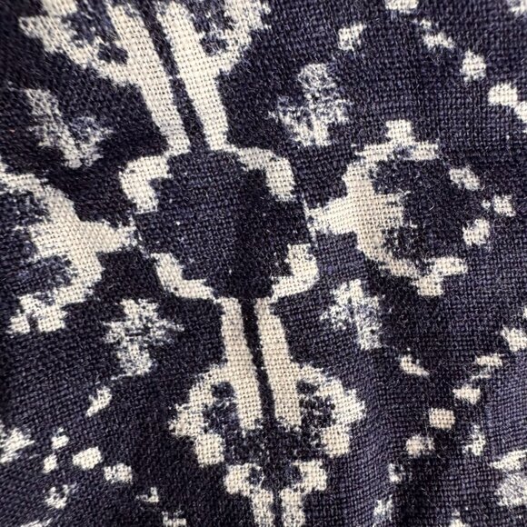 Style Co Linen Pants Womens 4‎ Blue White Elastic Waist Pull On Loose Geometric - Picture 4 of 8